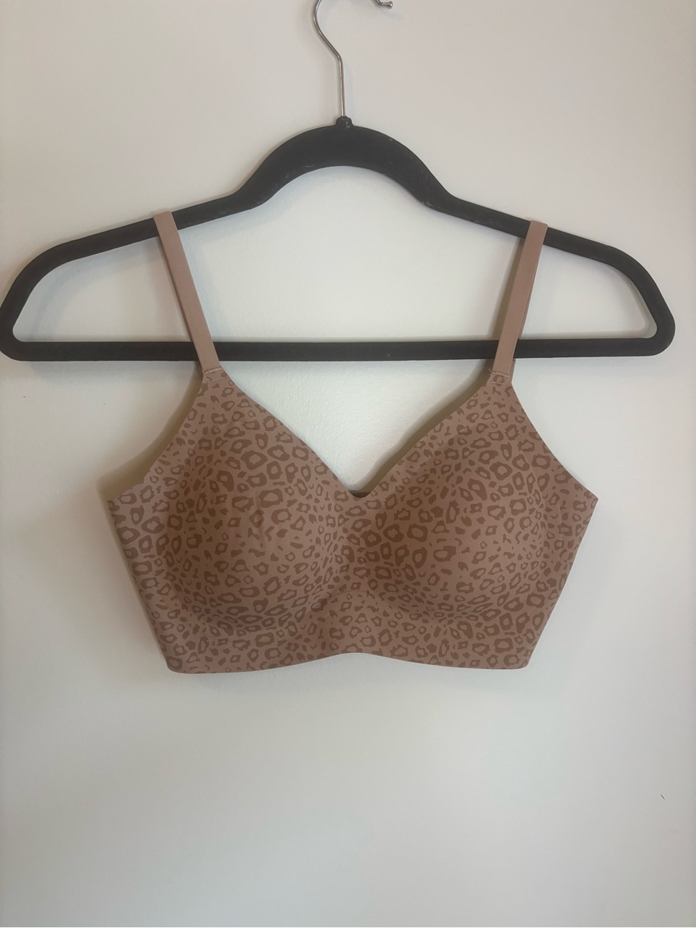 Wireless Leopard-Print Bralette in Taupe